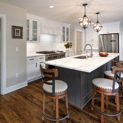 kitchen island with bar stools